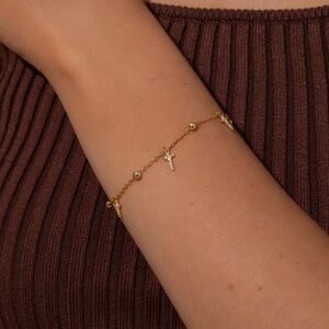 NEW Uncommon James Gold Higher Shine Cross and Chain Bracelet